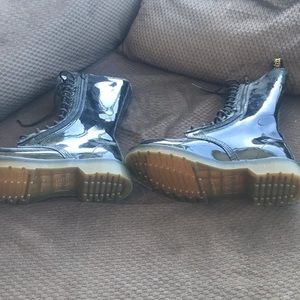 Patent tall Dr. Marten combat boots
